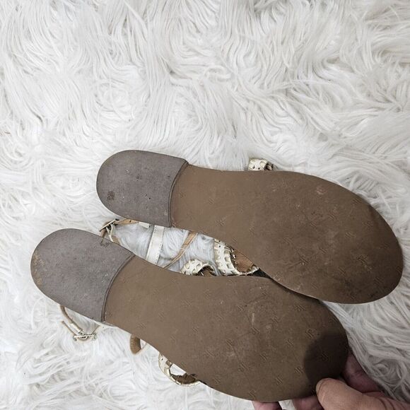 Jack Rogers Maci Leather Flat Ankle Strap Sandals Bone/Gold Women’s Size 8.5 - Picture 6 of 7